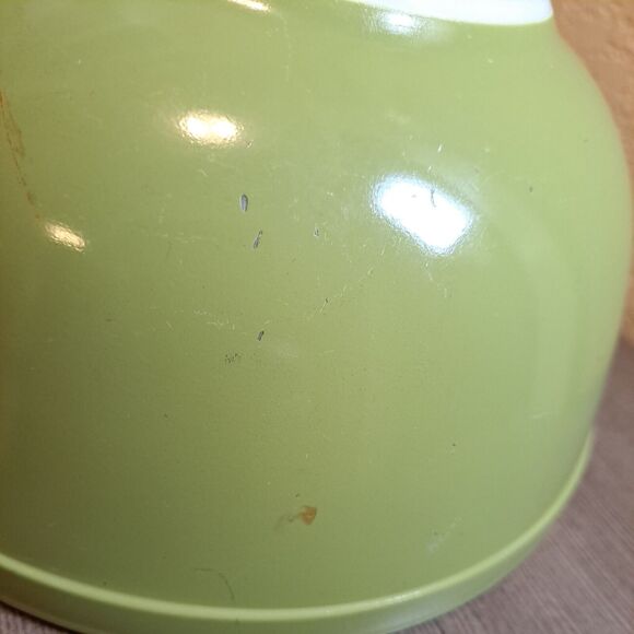 Vintage 60s Pyrex 2 1/2 Qt Bowl Verde Avocado Green 403 Glass Mixing Serving - Picture 5 of 11